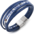 Élégant et tendance avec le bracelet en cuir tressé bleu COOLSTEELANDBEYOND Multi-Bracelets Perle Chaîne.