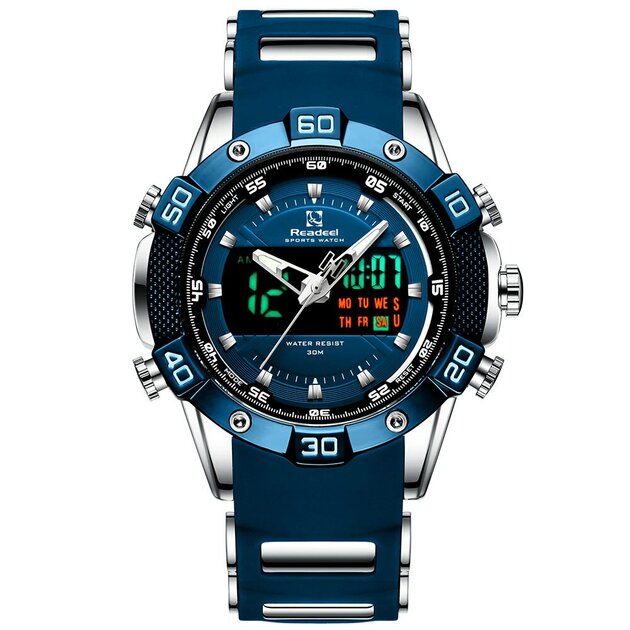 Montre Sport Homme Digital Avec Affichage LED Et Alarme - Bracelet Caoutchouc 260 Mm | Boîtier 50 Mm - 9
