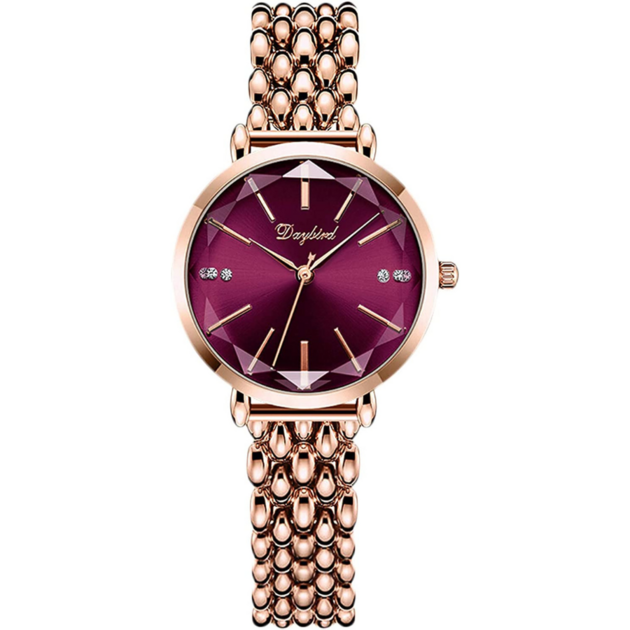 Montre et bracelets pour femme, or rose, 4pièces - Montre pour femme/ Bracelet en maille - Love of Watch