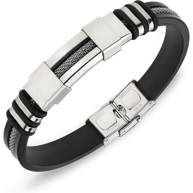 Le Bracelet Homme Ajustable Suyi Acier Inoxydable et Silicone, Léger