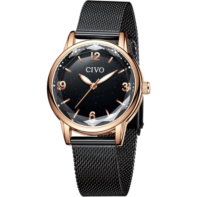 Montre Femme CIVO Acier Inoxydable Avec Strass - Petit Cadran Analogique Élégant Et Lumineux