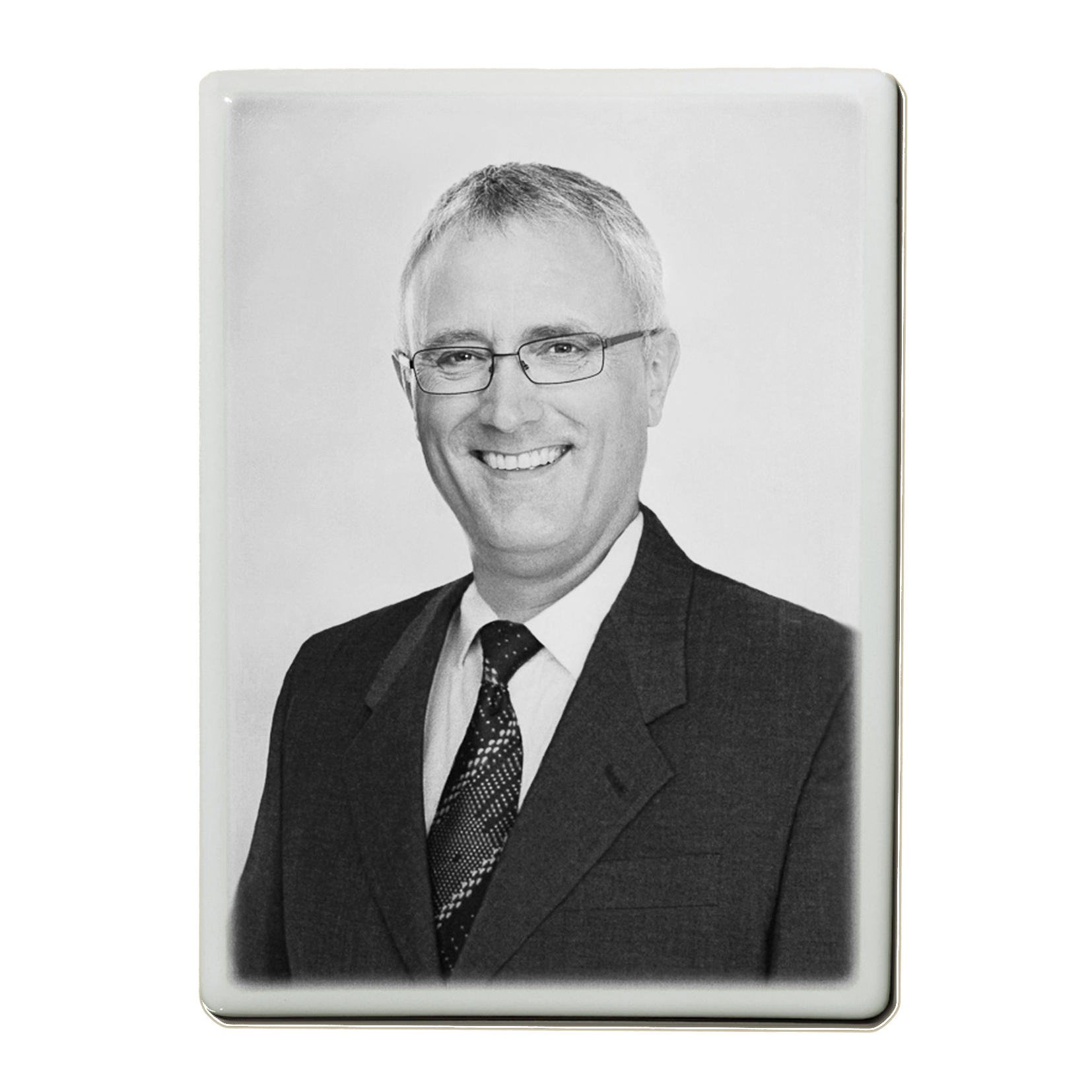 Photo porcelaine funéraire rectangle N&amp;B BB-Blanc