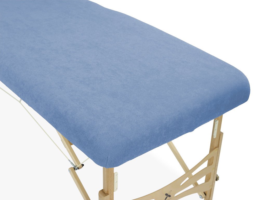 housse éponge bleue clair table de massage portable habys mobercas ecopostural tablelya gros plan