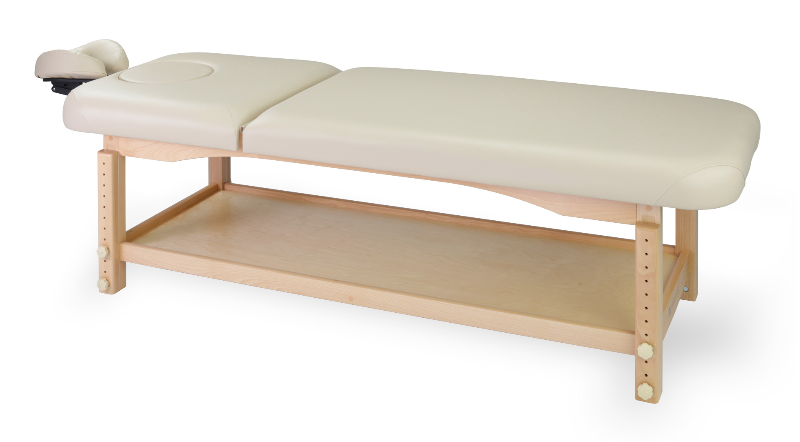 table de massage en bois naturel avec dossier et têtière amovible nova tablelya habys crème