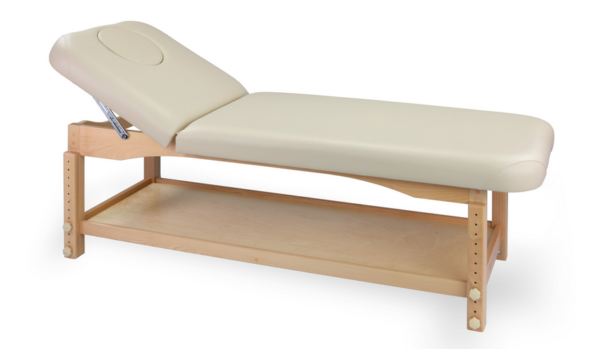 table de massage en bois naturel modèle nova couleur creme dossier avec trou visage tablelya habys