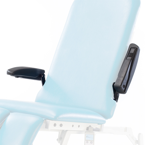 appuis bras réglables et escamotables du fauteuil de podologie seers medical tablelya