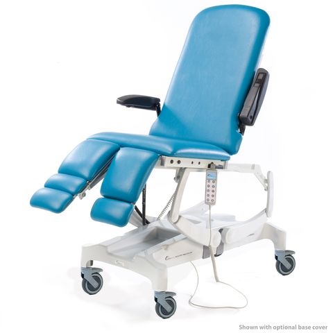 fauteuil de podologie électrique seers medical tablelya avec roulettes frein bleu canard