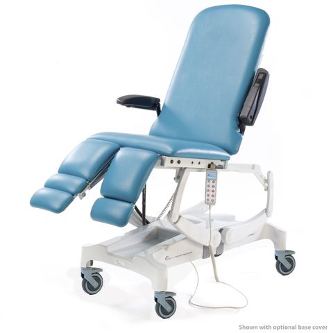 fauteuil de podologie électrique seers medical tablelya avec roulettes frein bleu ciel