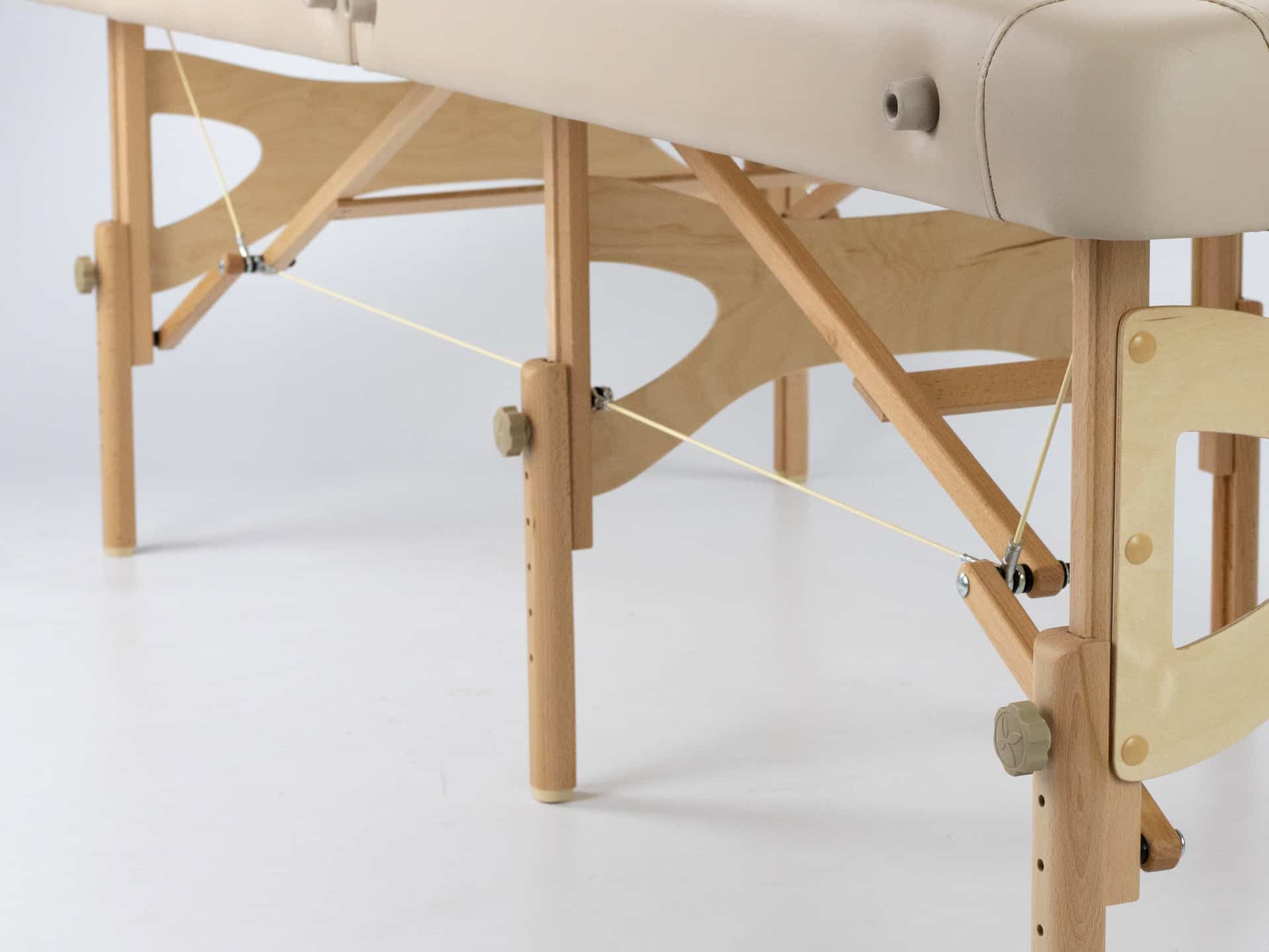 feldenkrais table de massage bois détail des trois pieds avec câbles de tension by habys tablelya
