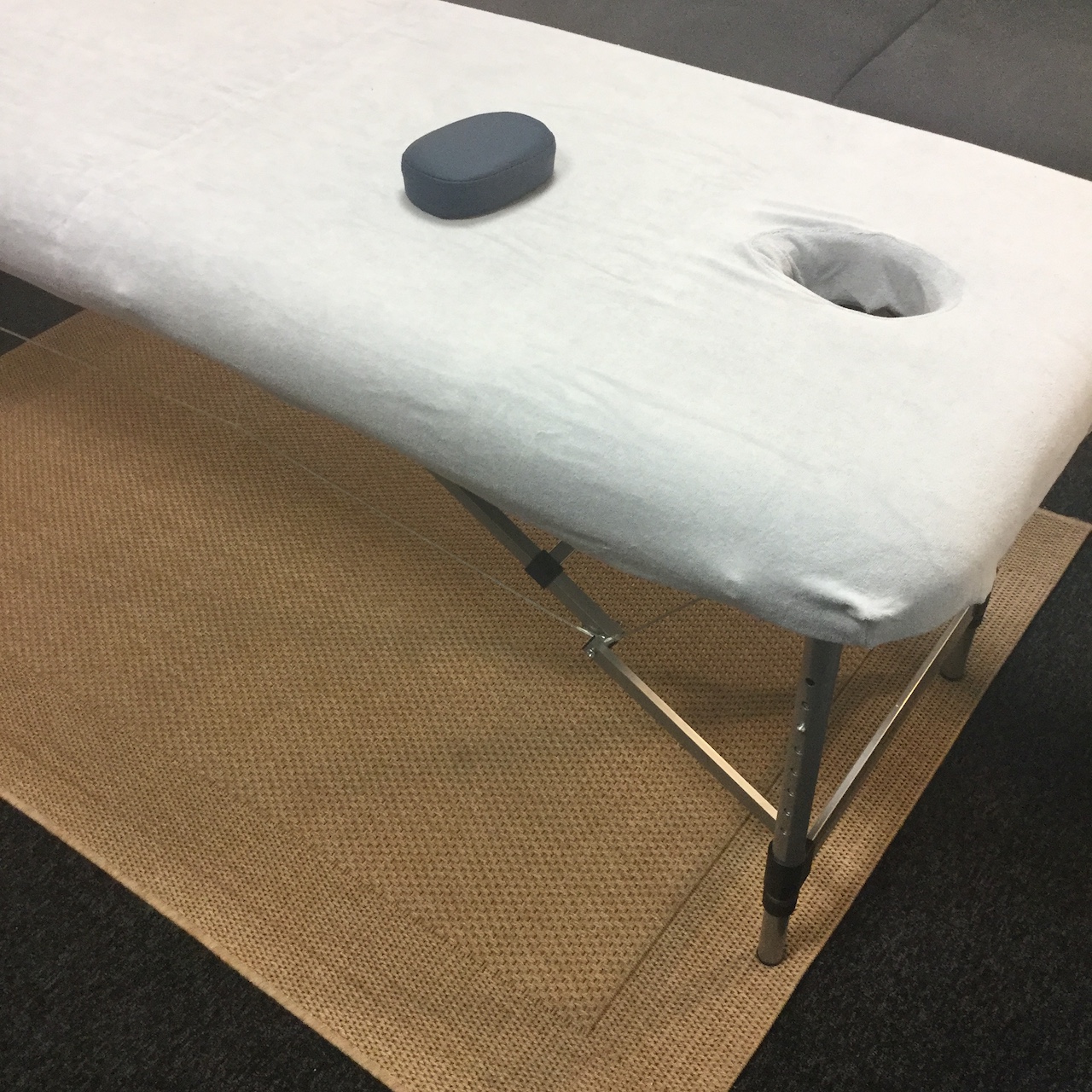tablelya housse coton protection table de massage avec trou visage cheminée bleu ciel
