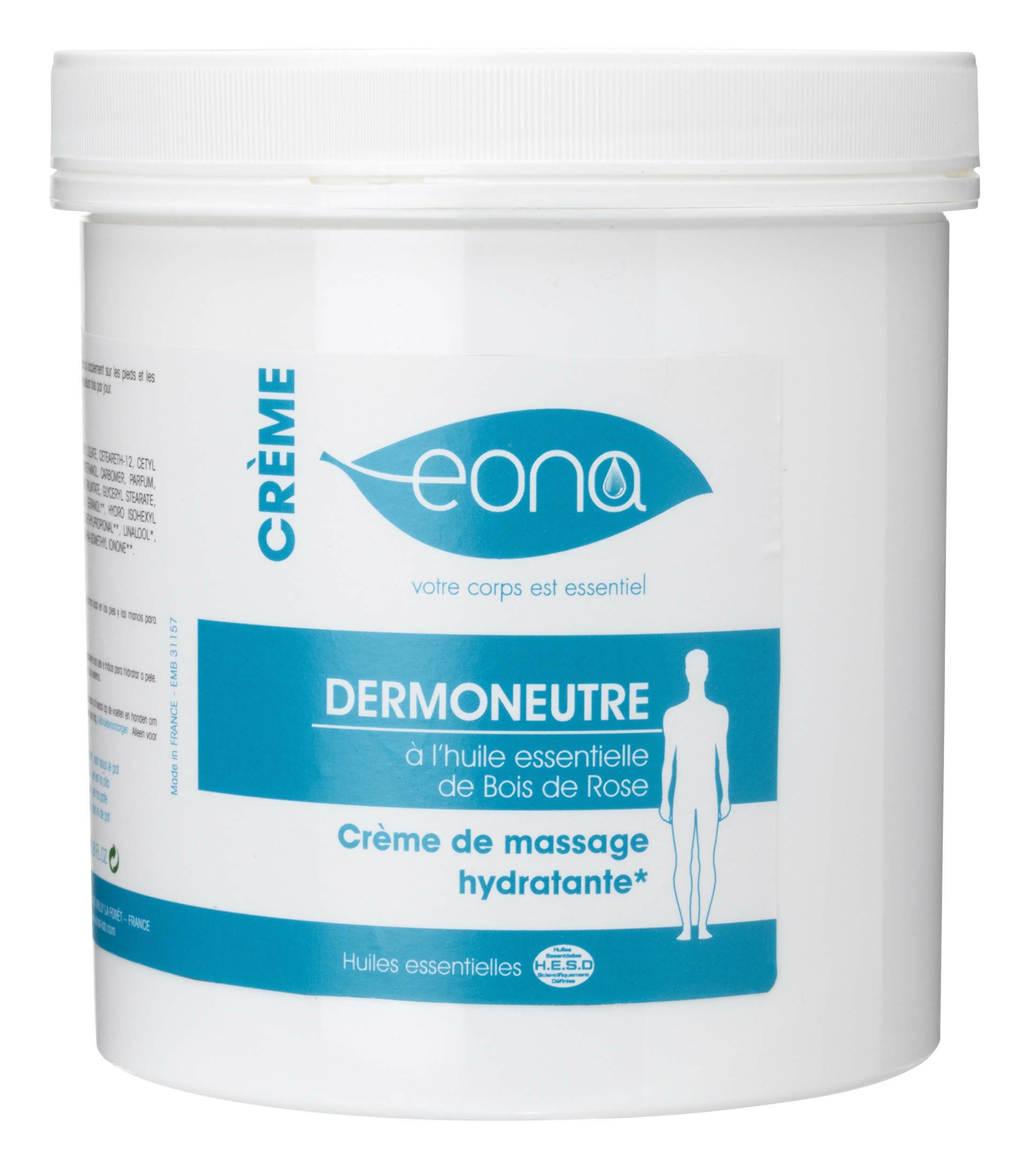crème de massage eona 1 litre dermoneutre aux huiles essentielles de bois de rose tablelya - 2101417000-1