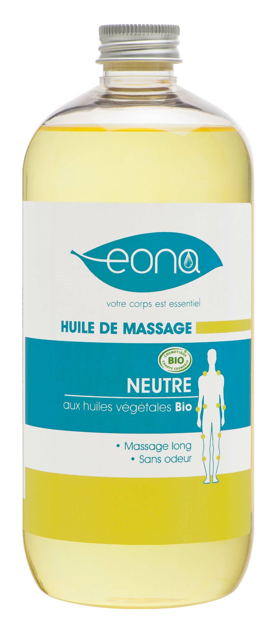 huile de massage neutre bio eona tablelya flacon de 500ml