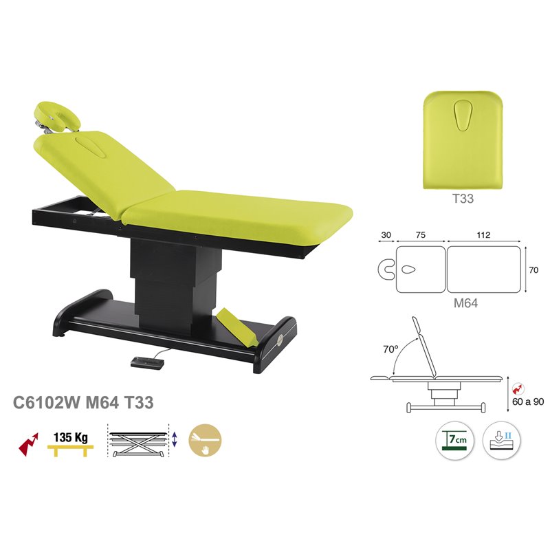 table de massage électrique modèle c6102w 1 colonne ecopostural tablelya châssis couleur wengué foncé dossier T33