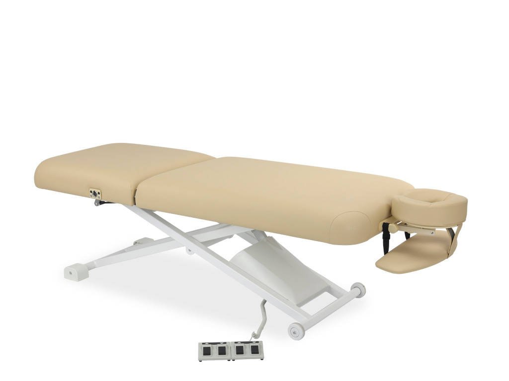 table de massage esthétique électrique habys Linea V2 couleur crème vue allongée-V2