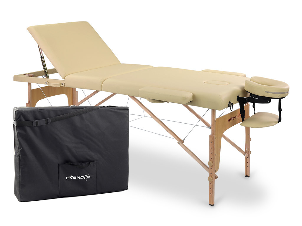 Bianca table de massage portable pliable en bois largeur 70 cm avec dossier aveno life habys tablelya couleur creme