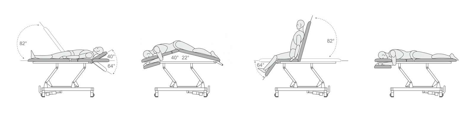 Habys shema dimensions Evero-X7 table de massage électrique ergonomique polyvalente têtière trou visage ergonomique vue de dessous tablelya