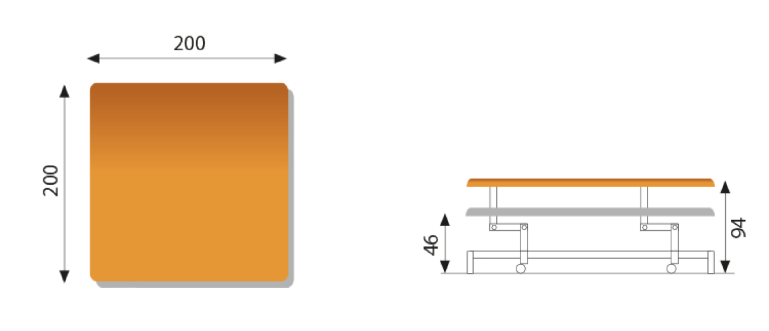 FERROX table bobath 2m x 2m électrique dimensions