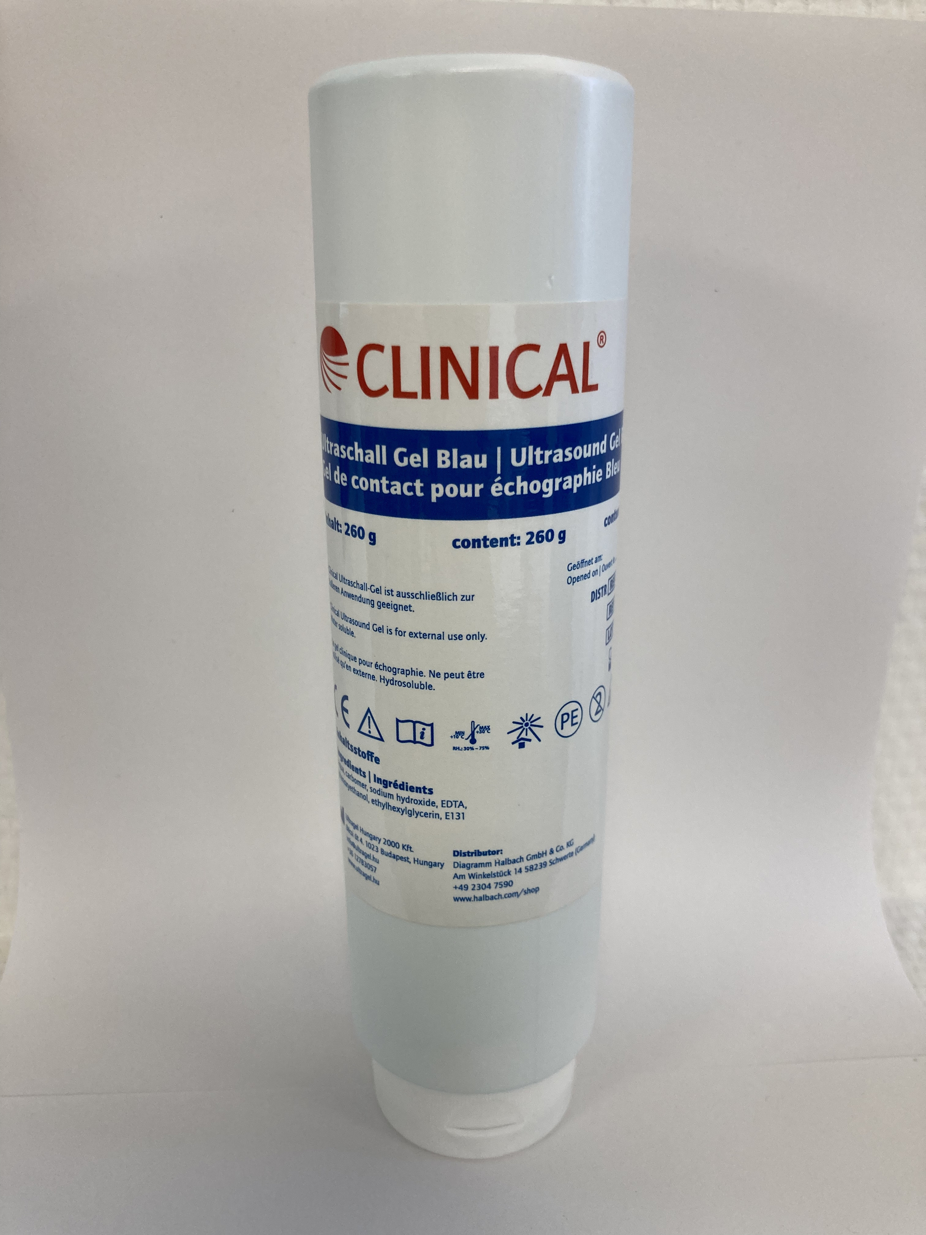 Gel ultrason clinical flacon 260 ml bleu tablelya