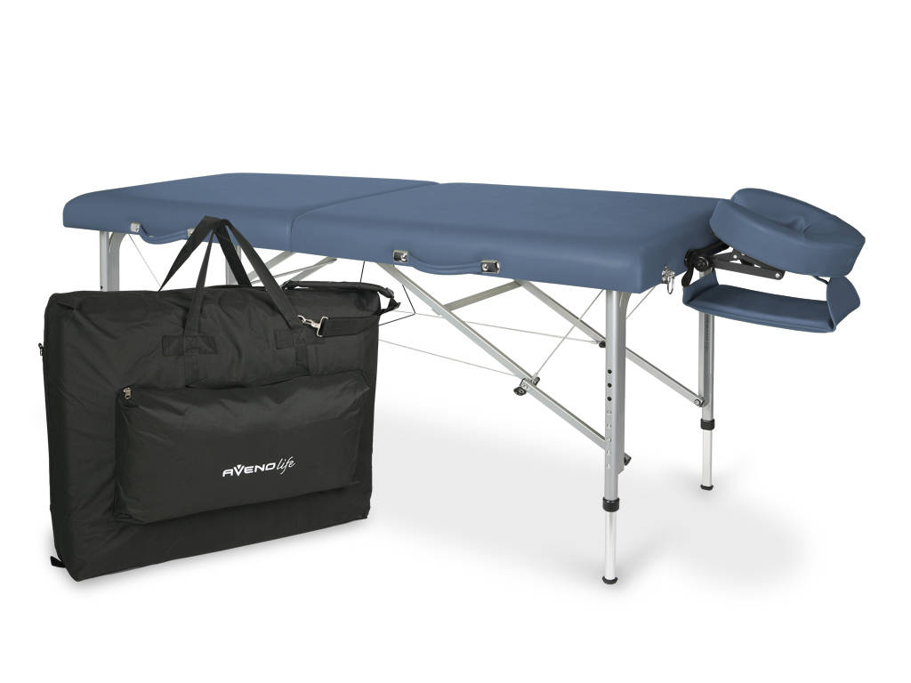 avenolife table de massage portable aluminium modèle Altus bleue tablelya altus avec housse de transport