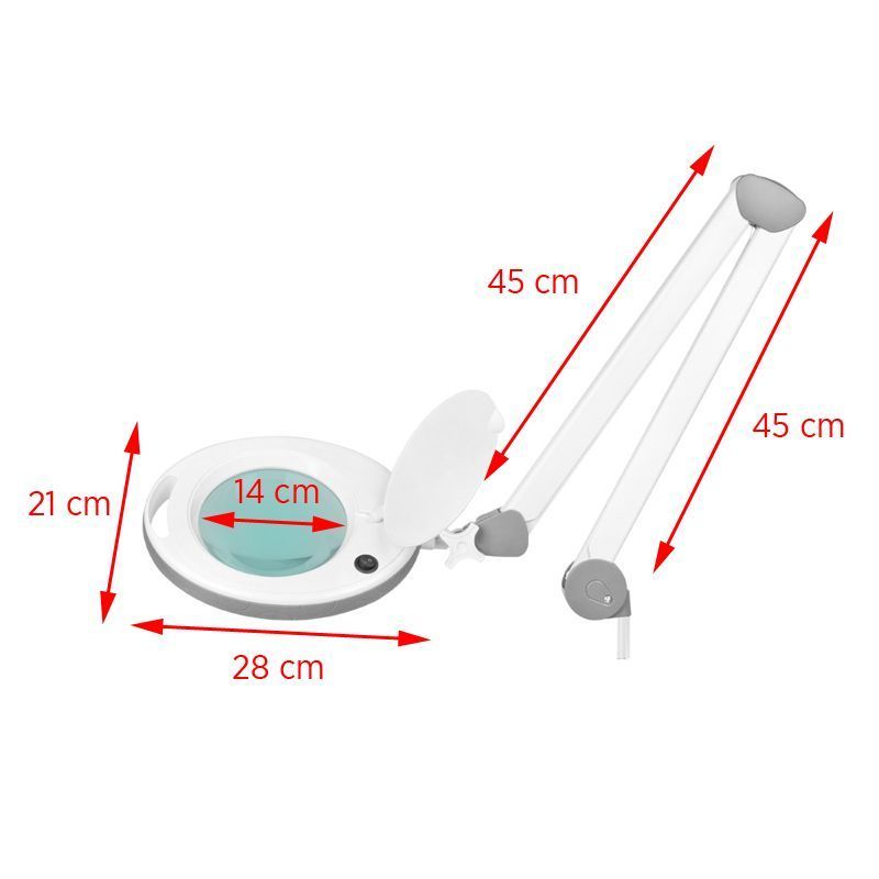 tablelya lampe loupe blanche à led bras compensé design  LED allumé bras tendu dimensions