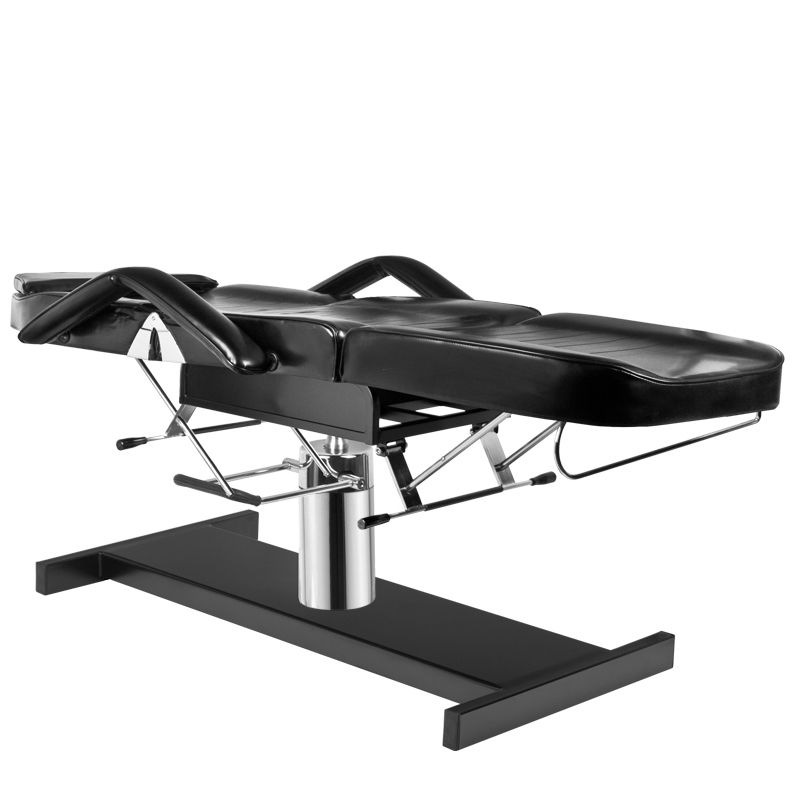 tablelya fauteuil hydraulique tattoo esthétique noir 3 plans réglables avec porte rouleau - trou visage-bouchon facial-position allongée-360°