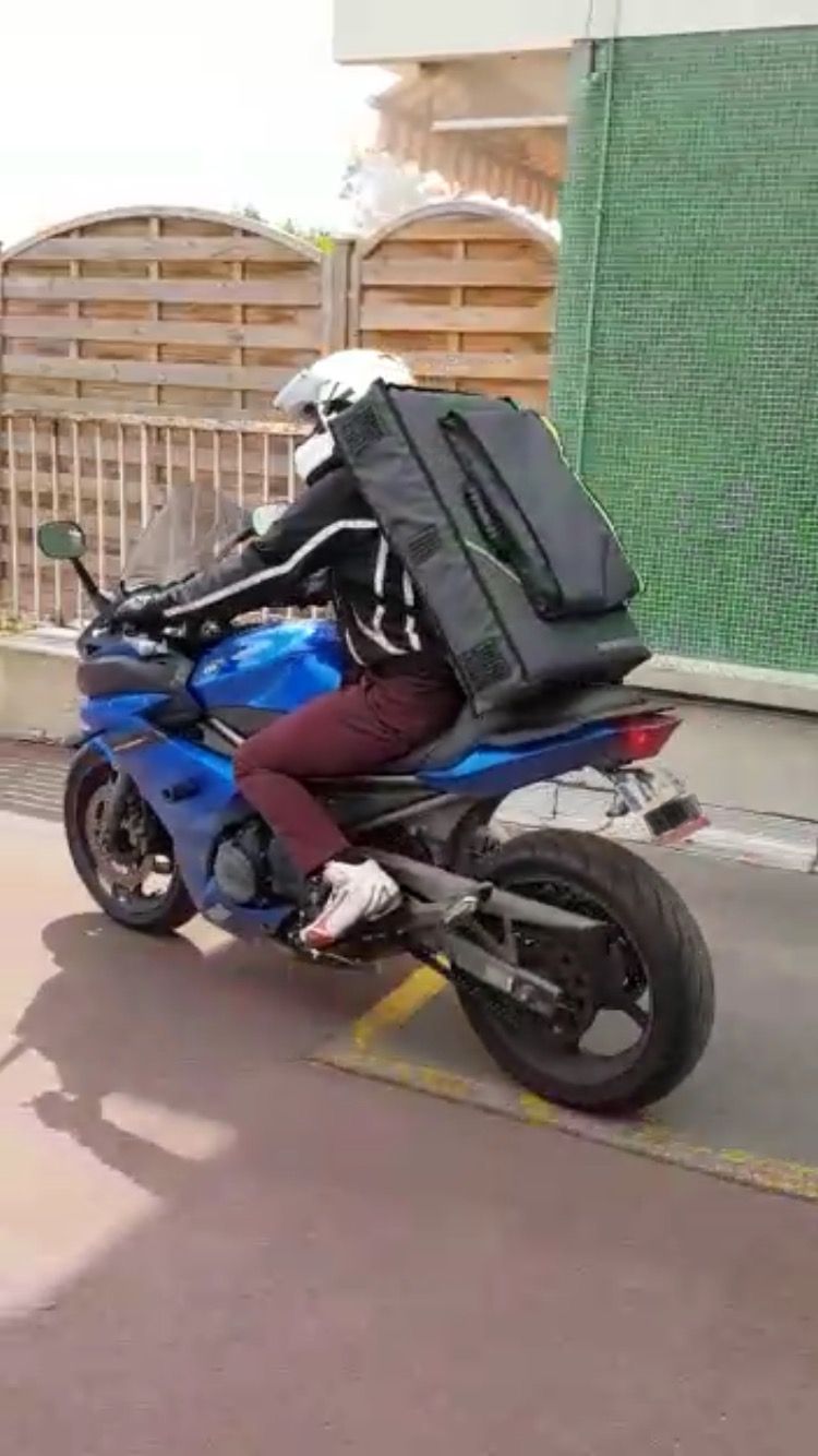 housse sac à dos transport table de massage chiro tablelya habys moto bleue
