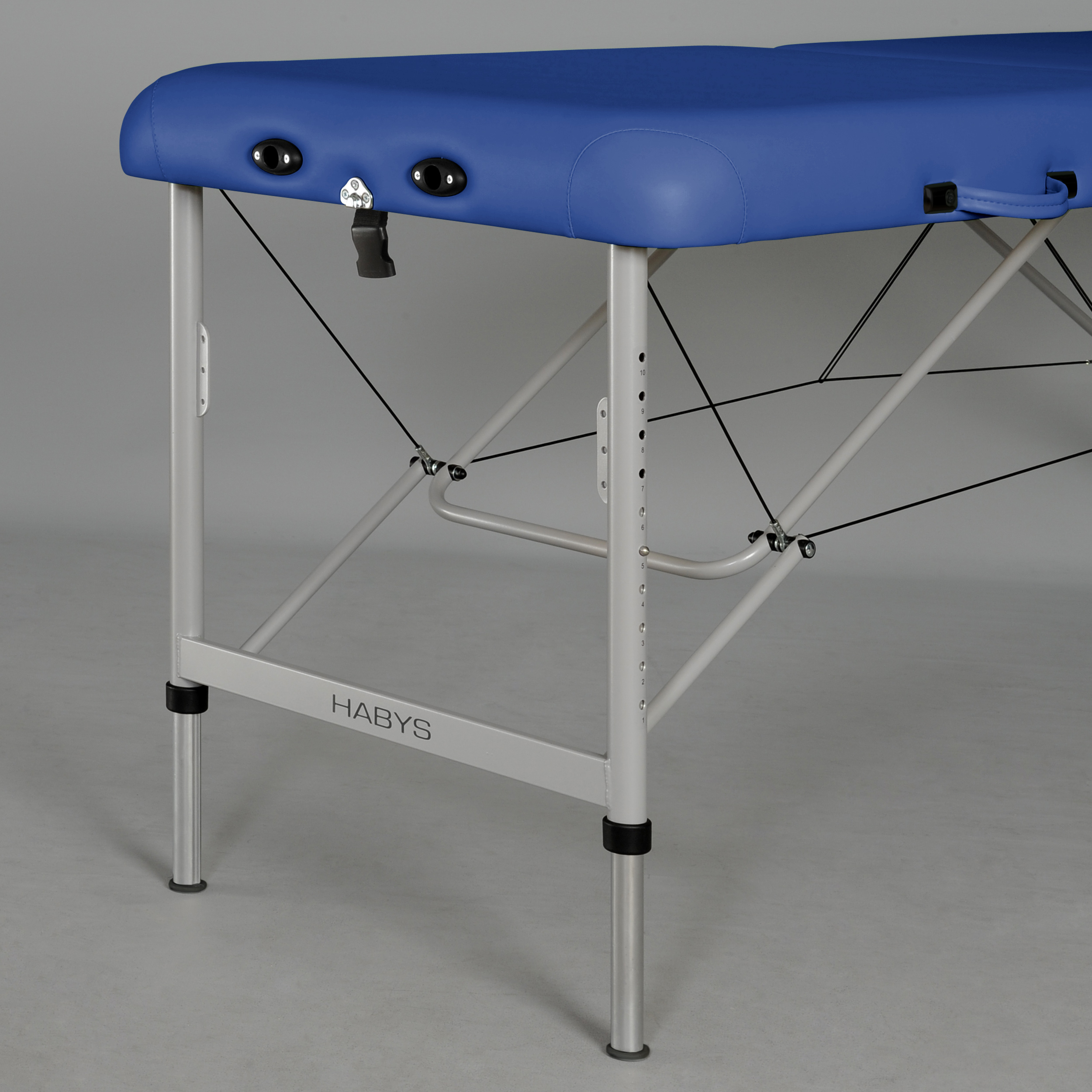 habys tablelya aero plus table de massage alu largeur 60 cm avec dossier bleu marine pieds et repose bras réglages