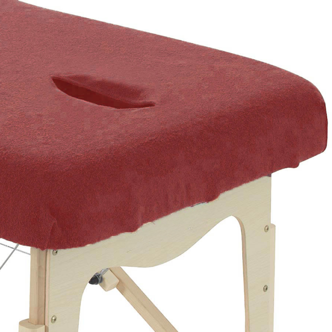 tablelya housse coton 260gm2 80x200x5 cm avec trou visage col cheminée rouge bordeaux