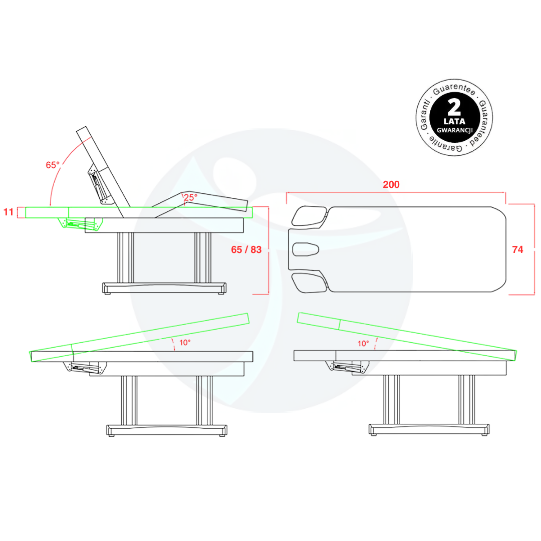 tablelya table spa électriqueschémas 200x74x11 cm