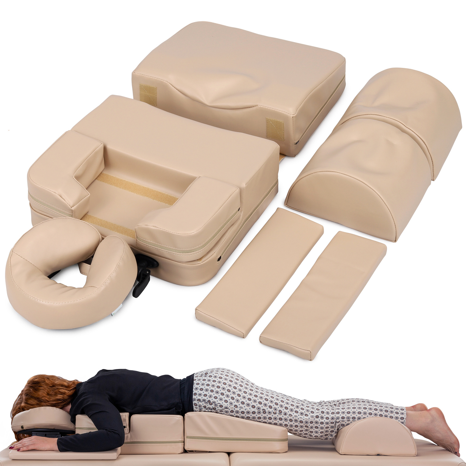 tablelya femme enceinte coussin de massage confort beige le set de oussins mis en oeuvre et tester par une femme habys