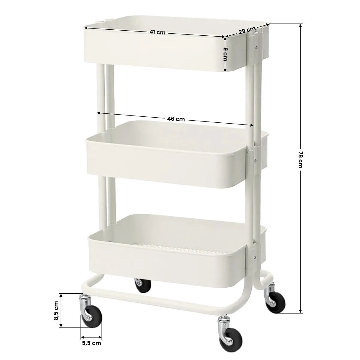 desserte esthétique blanc cassé hauteur 77 cm à roulettes dimensions