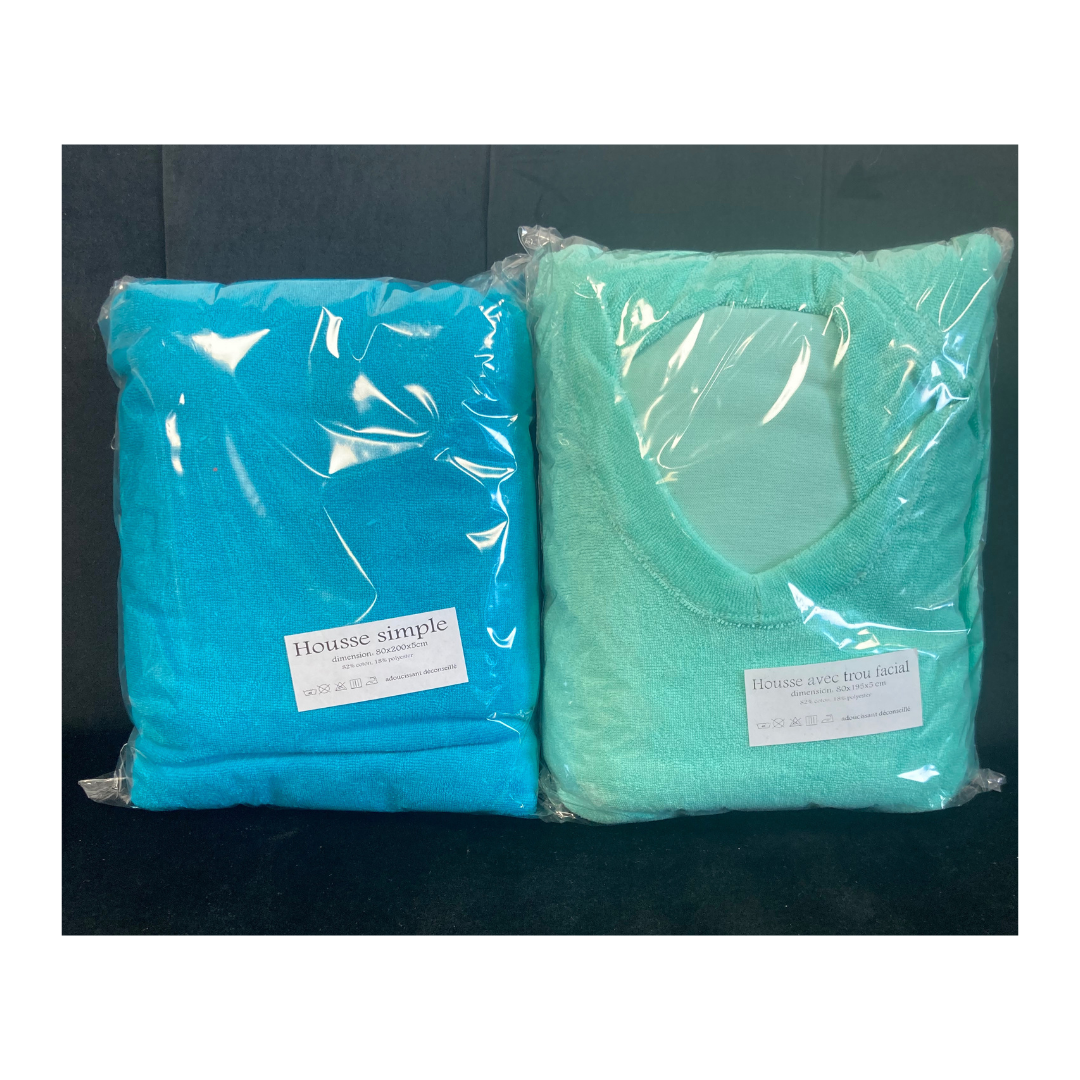 drap housse turquoise et vert pastel