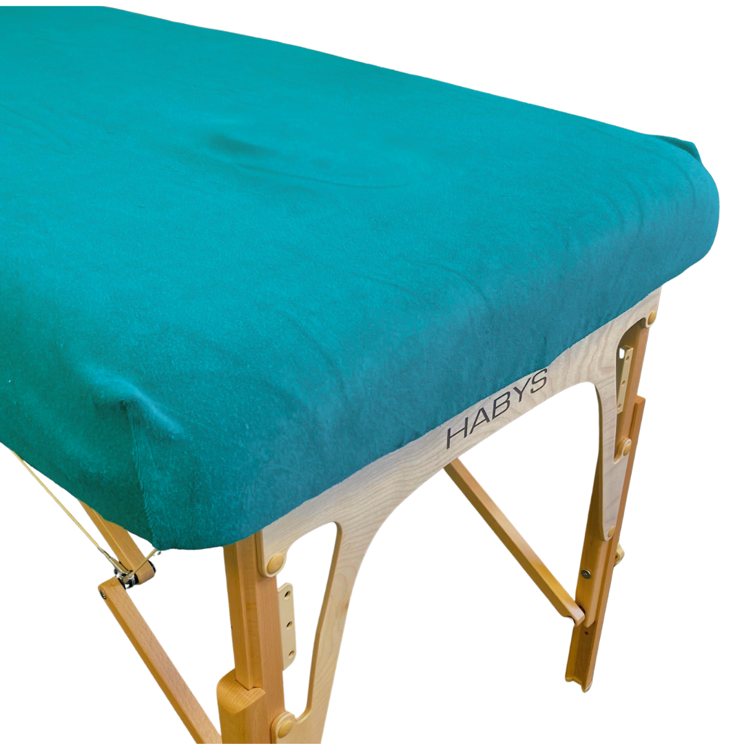 housse turquoise 80x200x5cm sans trou visage tablelya