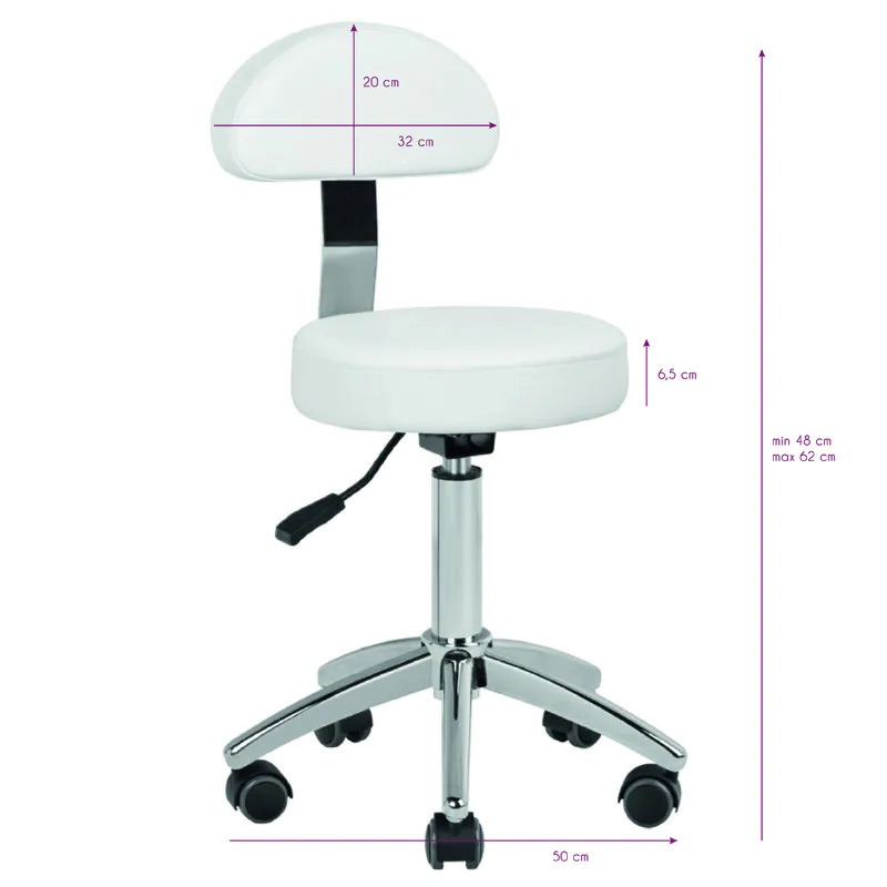 tabouret-a-roulettes-assis-ronde-dossier-pied-5-branches-chromé-skai-blanc-design-moderne-esthétique-spa-dimensions-tablelya-100764_5_2