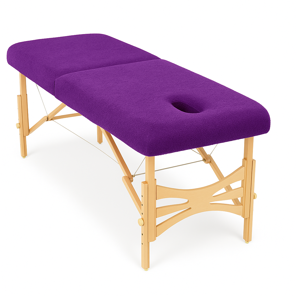 Housse coton éponge Violet – 80x200x5 cm – Trou Visage-tablelya