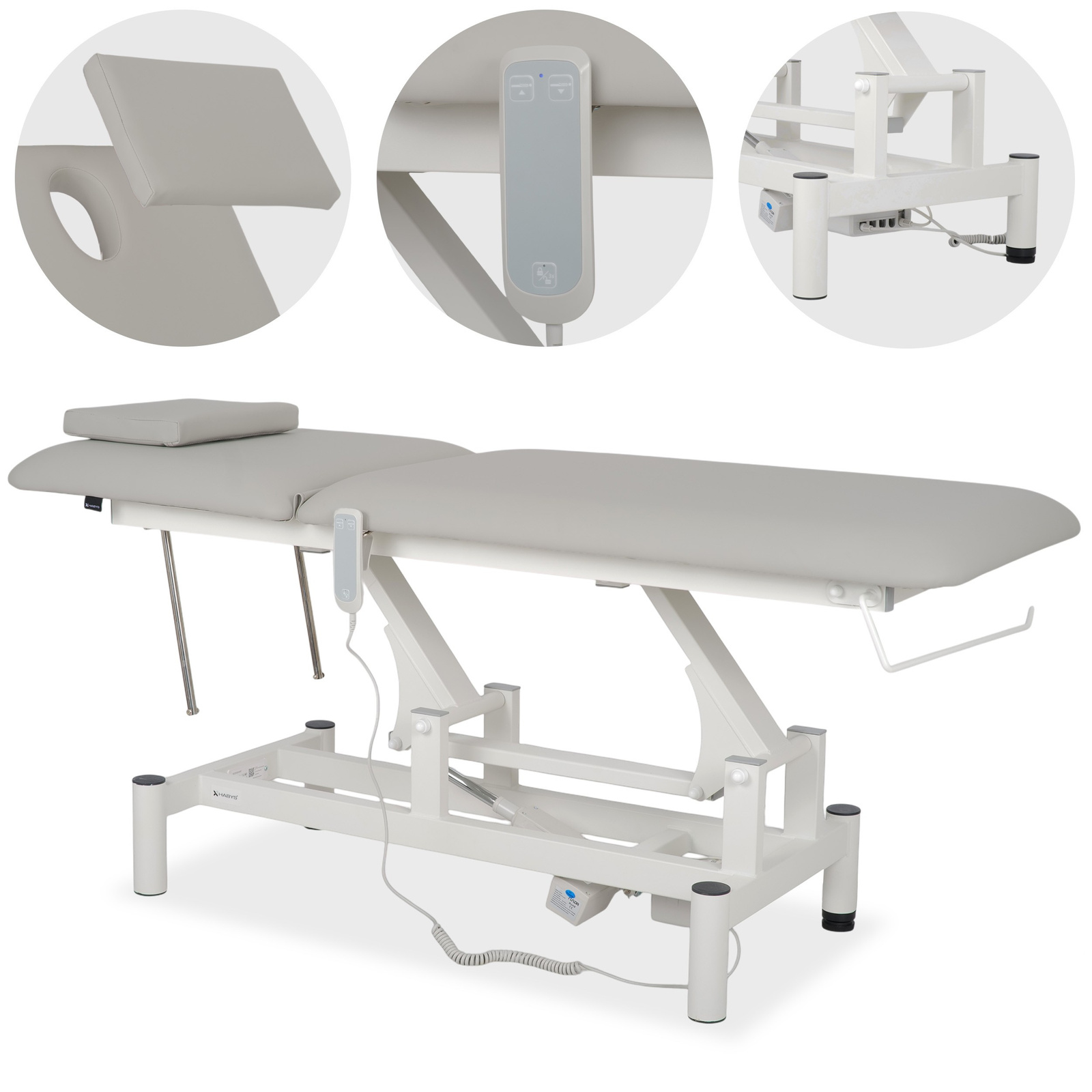 table-de-massage-electrique-professionnelle-optima-reglage-hauteur-telecommande-satin-comfort-gris