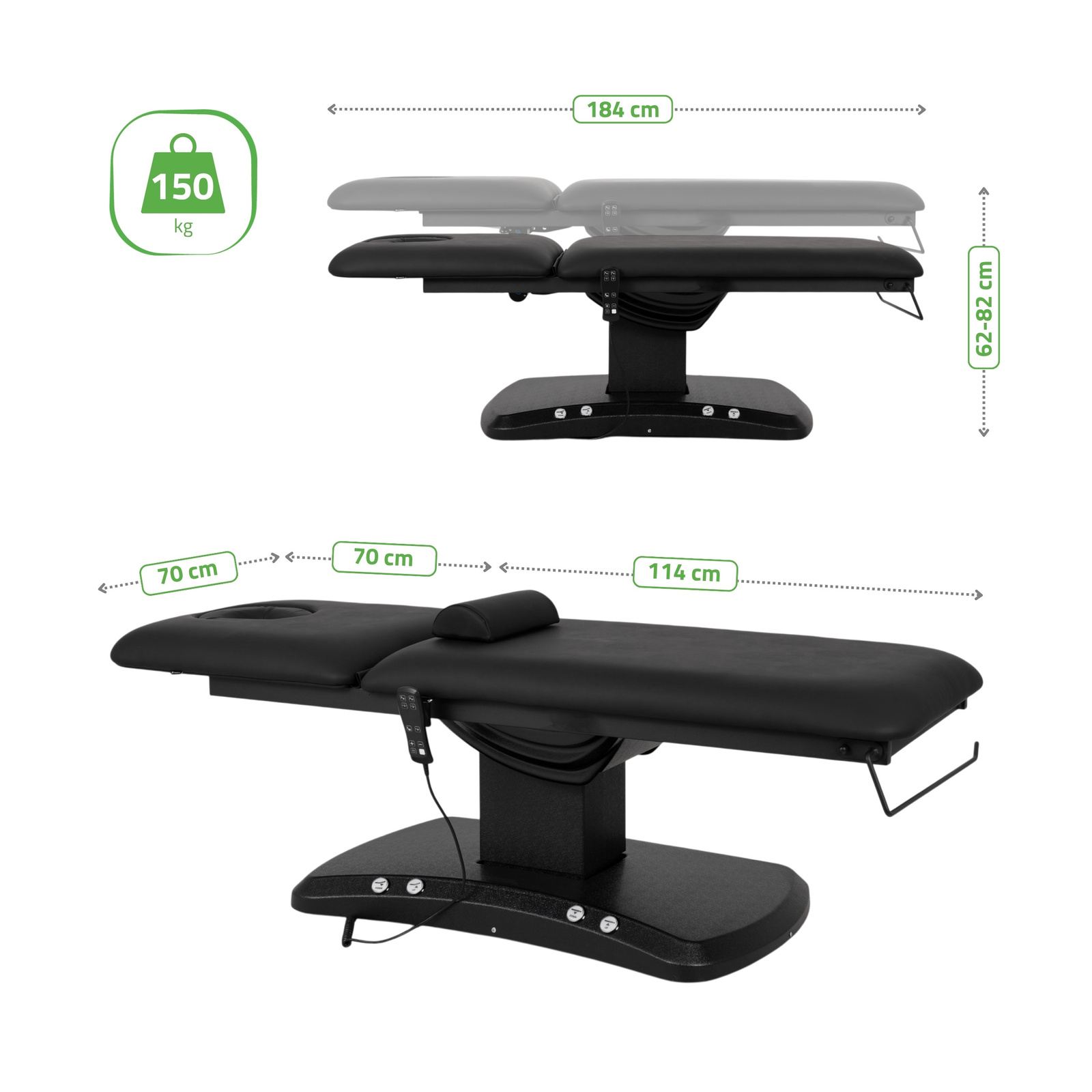 table-de-soins-electrique-noire-surface-chauffante-dimensions-estella-ergo-2-tablelya