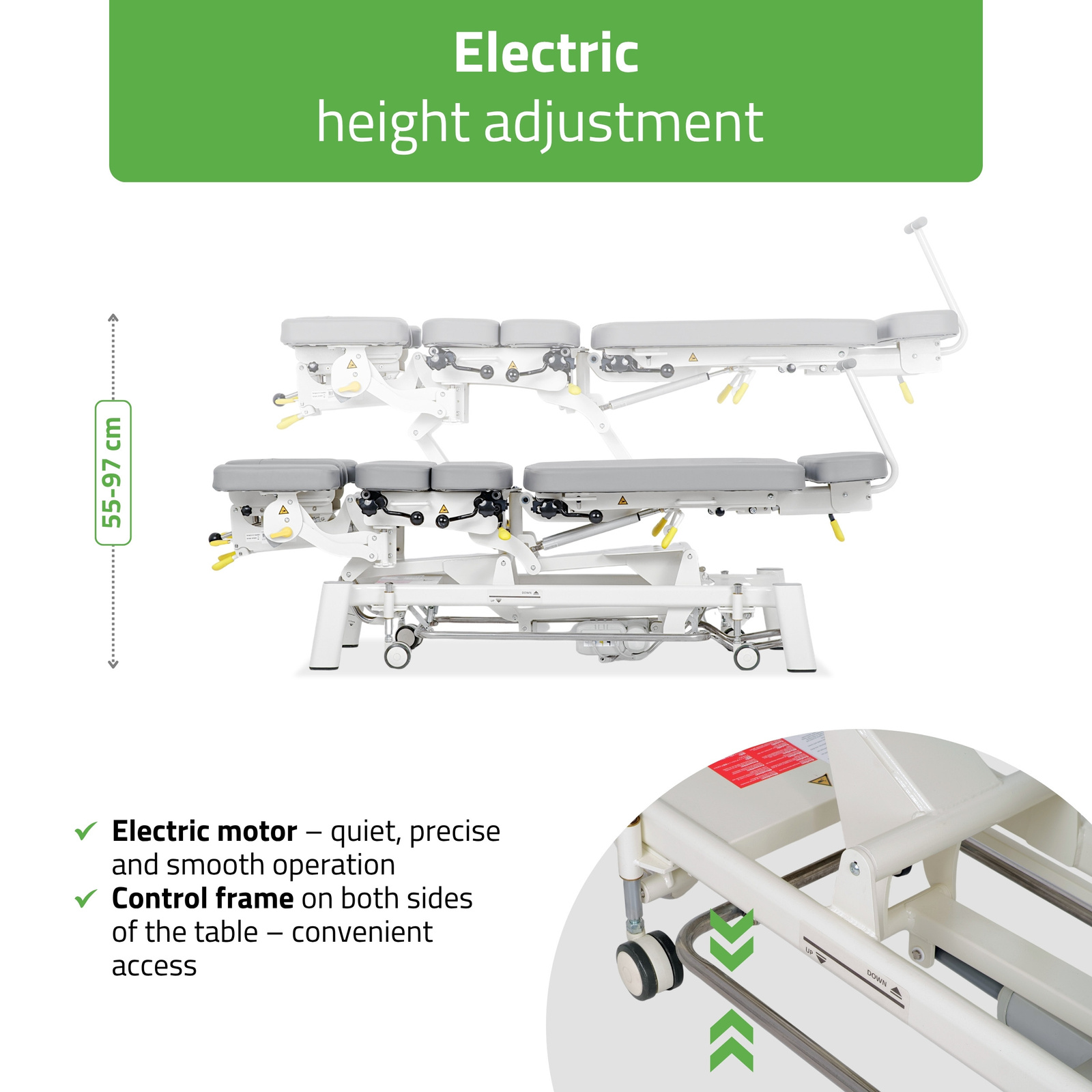 Table de chiropraxie électrique Upright Chiro Z7 – 7 sections, drops, commande au pied 2