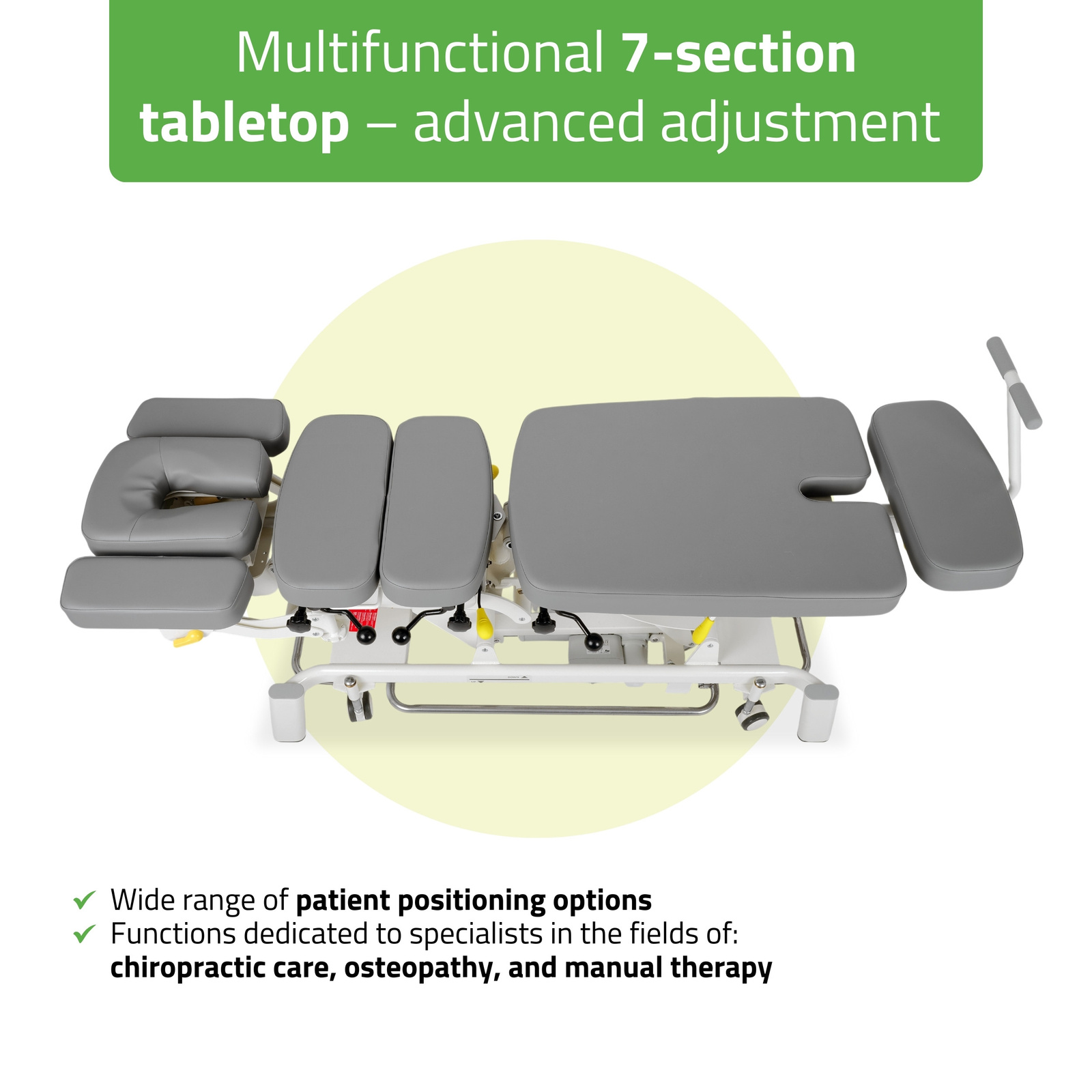Table de chiropraxie électrique Upright Chiro Z7 – 7 sections, drops, commande au pied 3