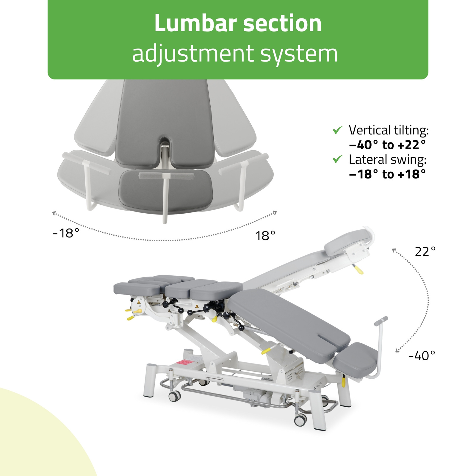 Table de chiropraxie électrique Upright Chiro Z7 – 7 sections, drops, commande au pied 8