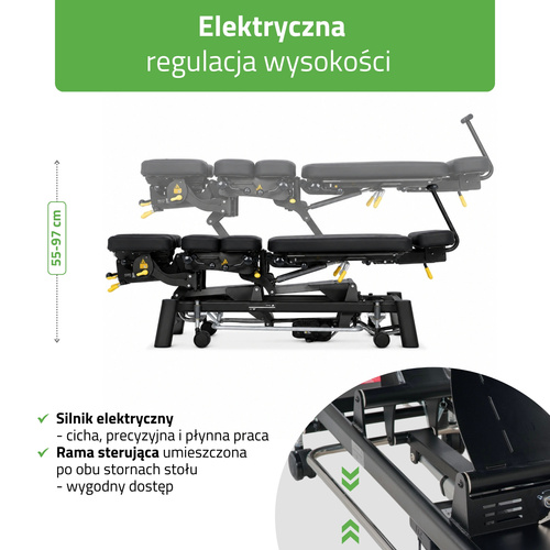 Table de chiropraxie électrique Upright Chiro Z7 noire, vue 2