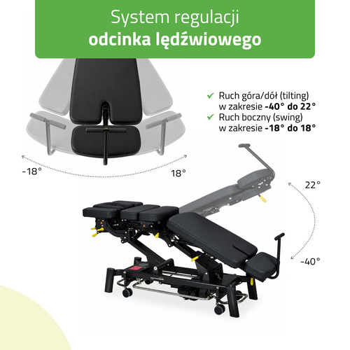 Table de chiropraxie électrique Upright Chiro Z7 noire, vue 6