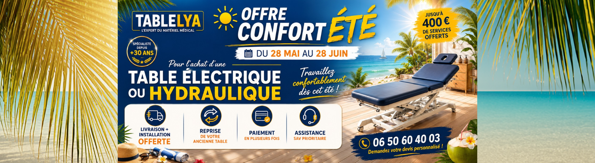 Table Électrique ou Hydraulique : Offre Été Installation Offerte  Tablelya