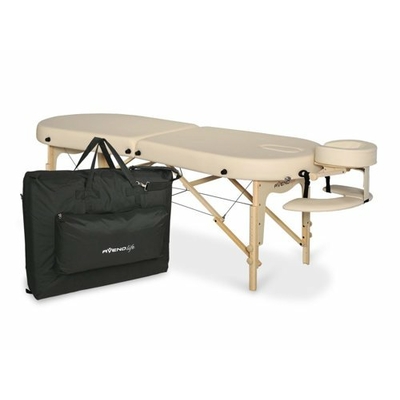 Table de massage et d'examen Elza Aveno Life Habys portable pliante en bois Coins arrondis couleur crème