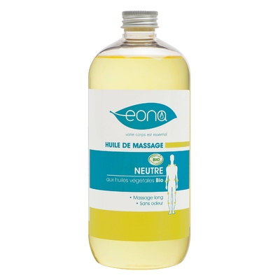 huile de massage neutre bio eona tablelya flacon de 500ml
