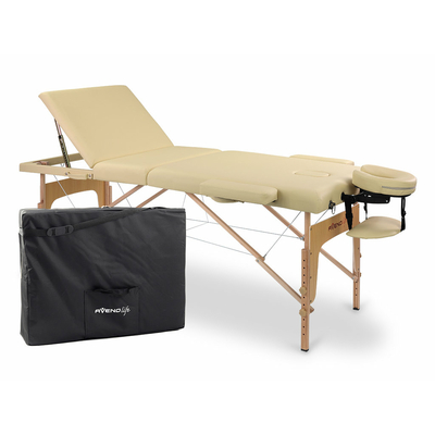 Bianca table de massage portable pliable en bois largeur 70 cm avec dossier aveno life habys tablelya couleur creme