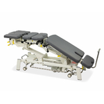 table de chiropraxie électrique habys avec drops ou toggle mécaniques vue plan fessier incliné couleur grise