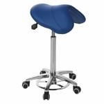 grand tabouret selle sans dossier commande au pieds ergonomique bleu ecopostural s5660ap tablelya