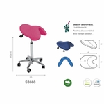 s3660 tabouret selle ergonomique ecopostural tablelya sans dossier avec roulettes couleur rose