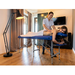 table de massage portable aluminium modèle Medmal habys tablelya bleue en cabinet de massage